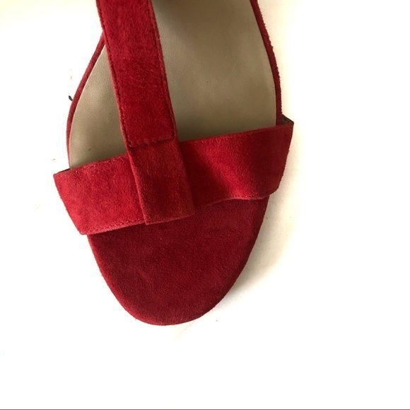 Ann Taylor red suede pointed toe ankle strap heel - Picture 5 of 11